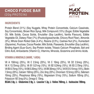 RiteBite Max Protein Active 20g Choco Fudge Protein Bars (Pack of 6), 450g