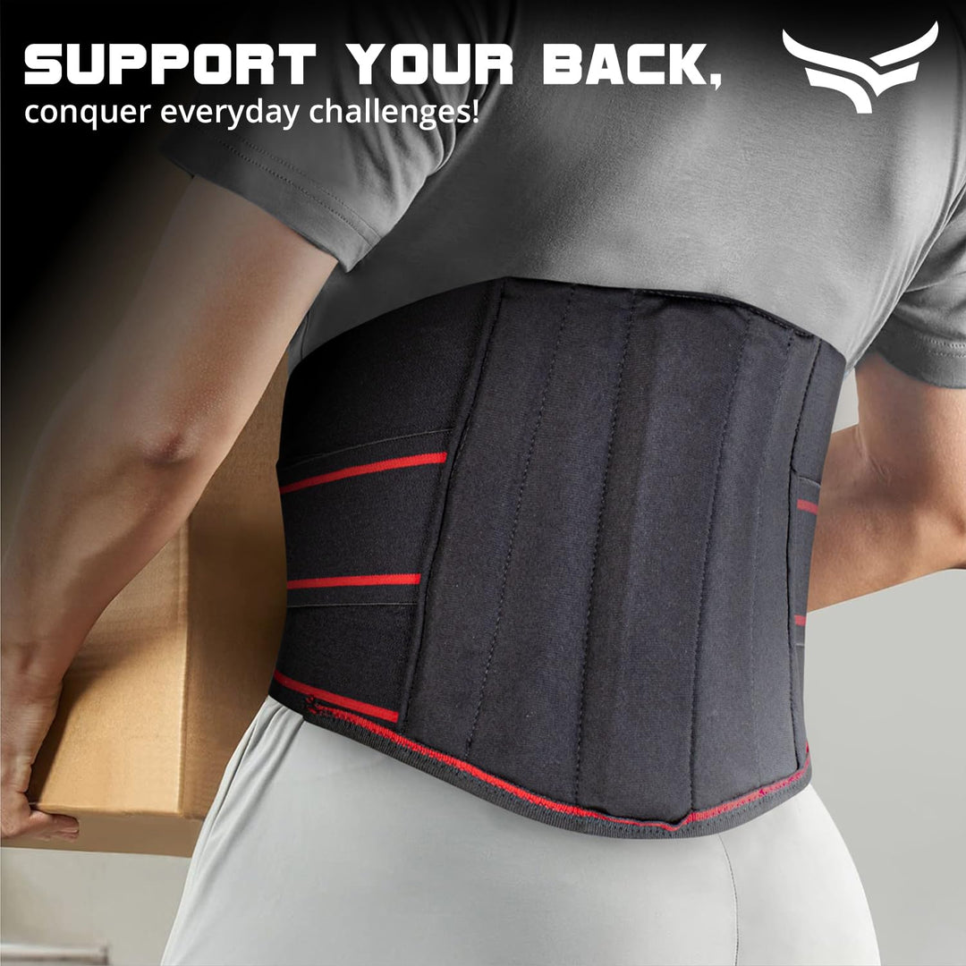 Back Support Belt For Backache | Flexible Back Splints | Elastic Webbing | Better Ventilation | Double Pull Mechanism | Hook Loop Closure | Easy to Wear & Remove