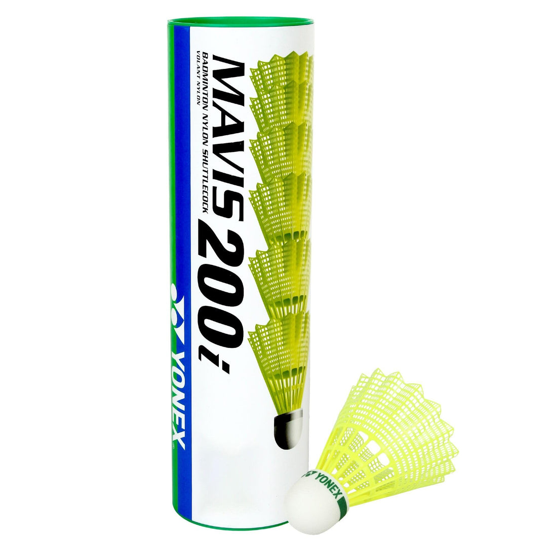 Yonex Mavis 200i Nylon Badminton Shuttlecocks (Yellow, Medium Speed)  | Flight Stability | Synthetic Cork