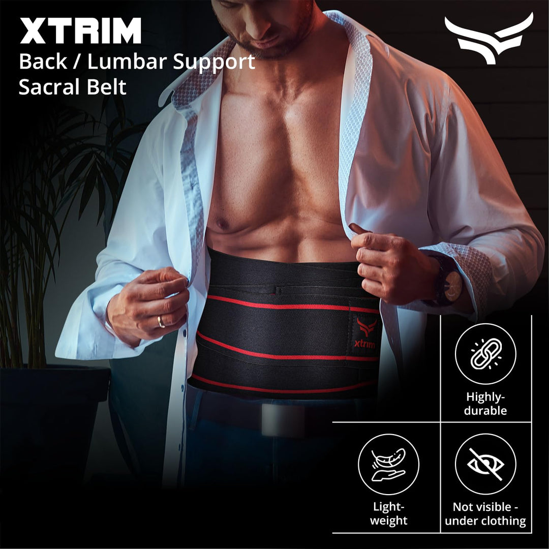 Back Support Belt For Backache | Flexible Back Splints | Elastic Webbing | Better Ventilation | Double Pull Mechanism | Hook Loop Closure | Easy to Wear & Remove