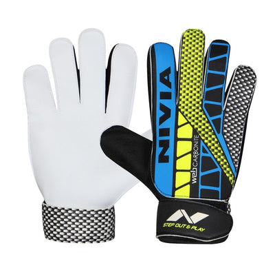 Nivia Web Football Goal Keep Gloves (Medium) - Rubber, Multicolor