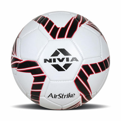 Nivia Football, Air Strike Foamed PVC Football, 32 Panel, Foamed PVC Stitched, Grassy Groud Hobby Playing Red,Football for Men and Women (Size -5) Color- Orange and Black