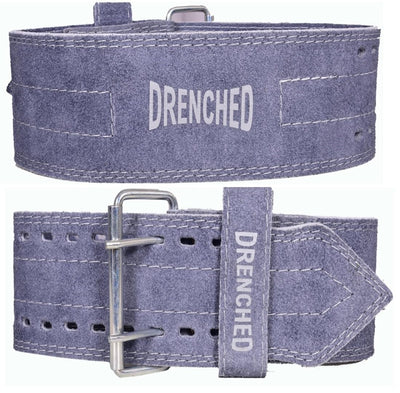 DRENCHED Sued Leather Powerlifting Gym Belt - Medium | 6mm Weight Lifting Belt for Powerlifting, Squat & Deadlift | Weight Lifting Belt for Heavy Workout for Men & Women - Grey