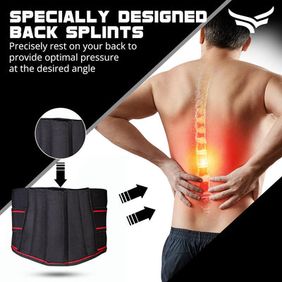 Back Support Belt For Backache | Flexible Back Splints | Elastic Webbing | Better Ventilation | Double Pull Mechanism | Hook Loop Closure | Easy to Wear & Remove