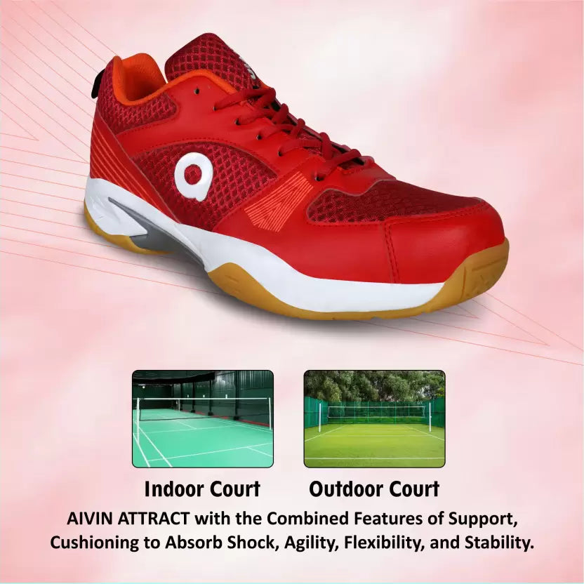 Attract Badminton Shoes For Men (Red)