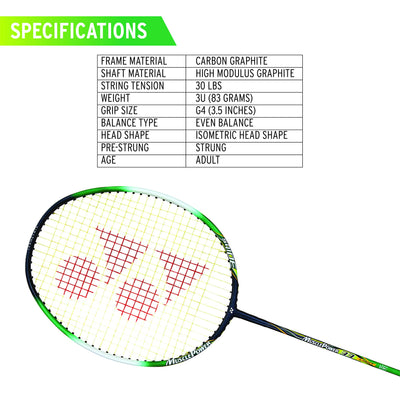 Yonex Muscle Power 33 Graphite Badminton Racquet with free Full Cover (Set of 1,Light Green, G4, 83 grams, 30 lbs Tension)