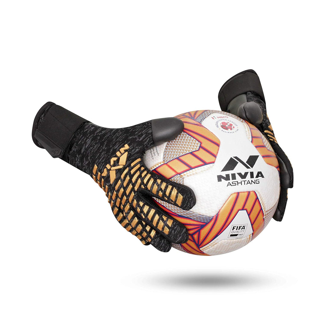 Nivia Ashtang Gold Rubber Football Goalkeeper Gloves