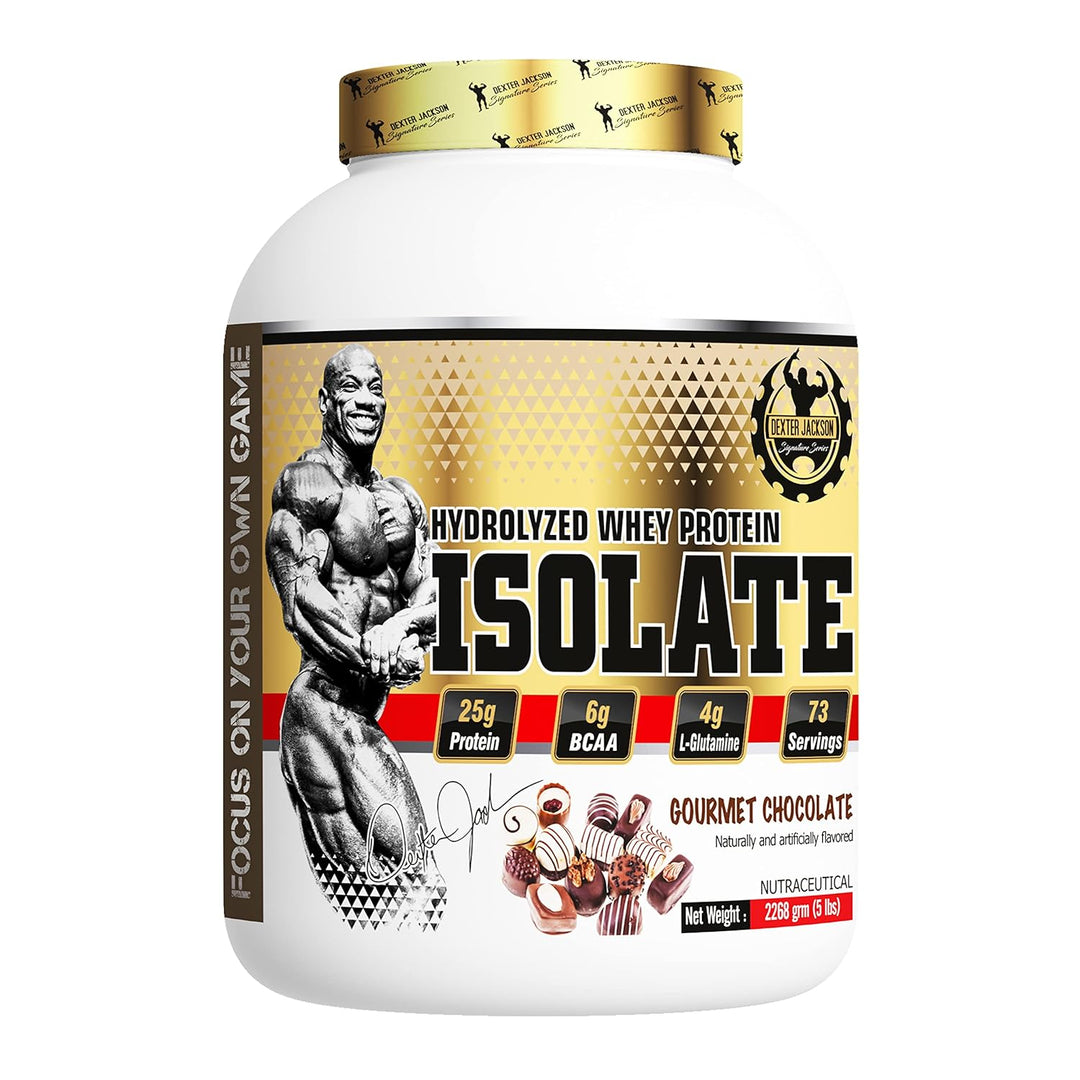 Dexter Jackson Isolate Hydrolyzed Whey Protein 2268g (5 lbs) - 73 Servings | Gourmet Chocolate Flavor - Premium Muscle Support for Optimal Performance and Recovery