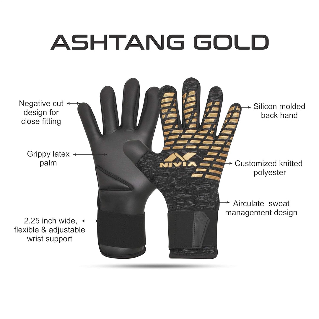 Nivia Ashtang Gold Rubber Football Goalkeeper Gloves