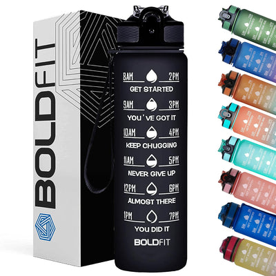 Boldfit Sipper Water Bottle Motivational 1L Black