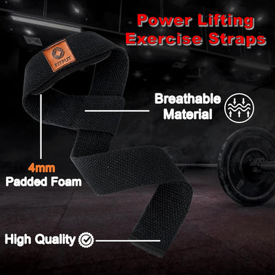 ALYV Weight Lifting Straps For Gym Wrist Support For Men Gym Accesories For Men & Women Wrist Strap For Gym Deadlift Straps For Gym (Black)