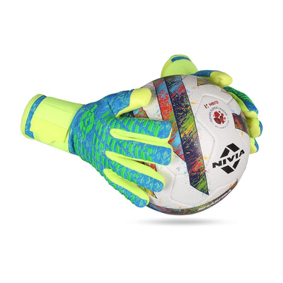 Nivia Latex Ashtang Goalkeeper Gloves, Large (SkyBlue/F.Green)