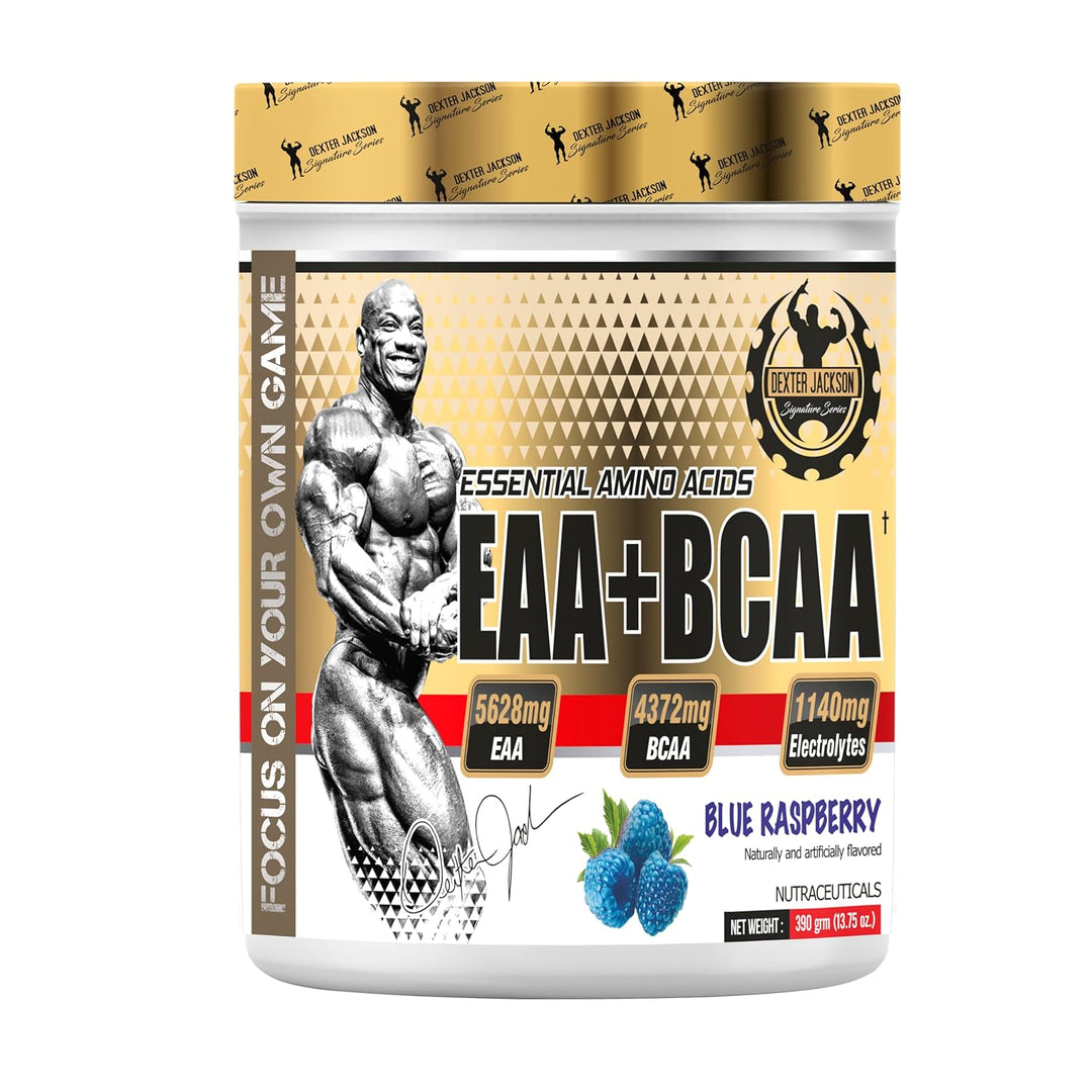 Dexter Jackson EAA+BCAA | Improve Exercise Performance & Maximize Muscle Gains | Blue Raspberry Flavor | 390 Gram - Advanced Amino Acid Blend