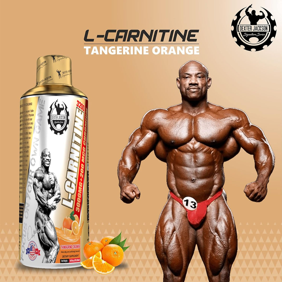 Dexter Jackson L-Carnitine Liquid | Tangerine Orange Flavor | 473.28ml Bottle - Dietary Supplement for Fat Metabolism and Energy Boost - 31 Servings