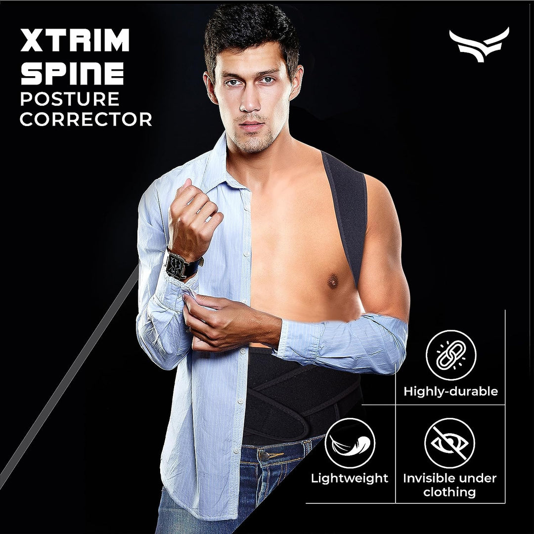 Posture Corrector For Men & Women Back Support Belt For Back with Soft Shoulder Posture Corrector (Black)