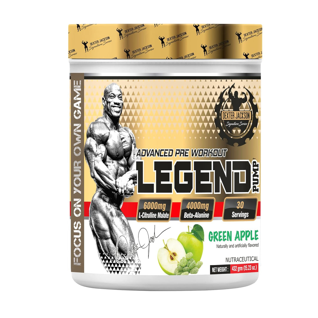 Dexter Jackson Legend Pump | Advanced Pre-workout Formula | Green Apple Flavor | 432 Gram