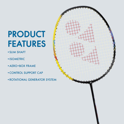 YONEX Badminton Racquet Astrox 01 Feel (Rotational Generator System, AERO + BOX Frame, 28 Lbs Tension) , Material: Graphite , Color: Black Yellow