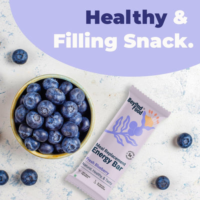 Meal Replacement Energy Bar | Fresh Blueberry Flavor (Pack of 6/ 50g each) | 100% Natural Ingredients