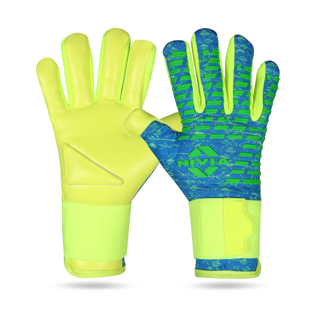 Nivia Latex Ashtang Goalkeeper Gloves, Large (SkyBlue/F.Green)