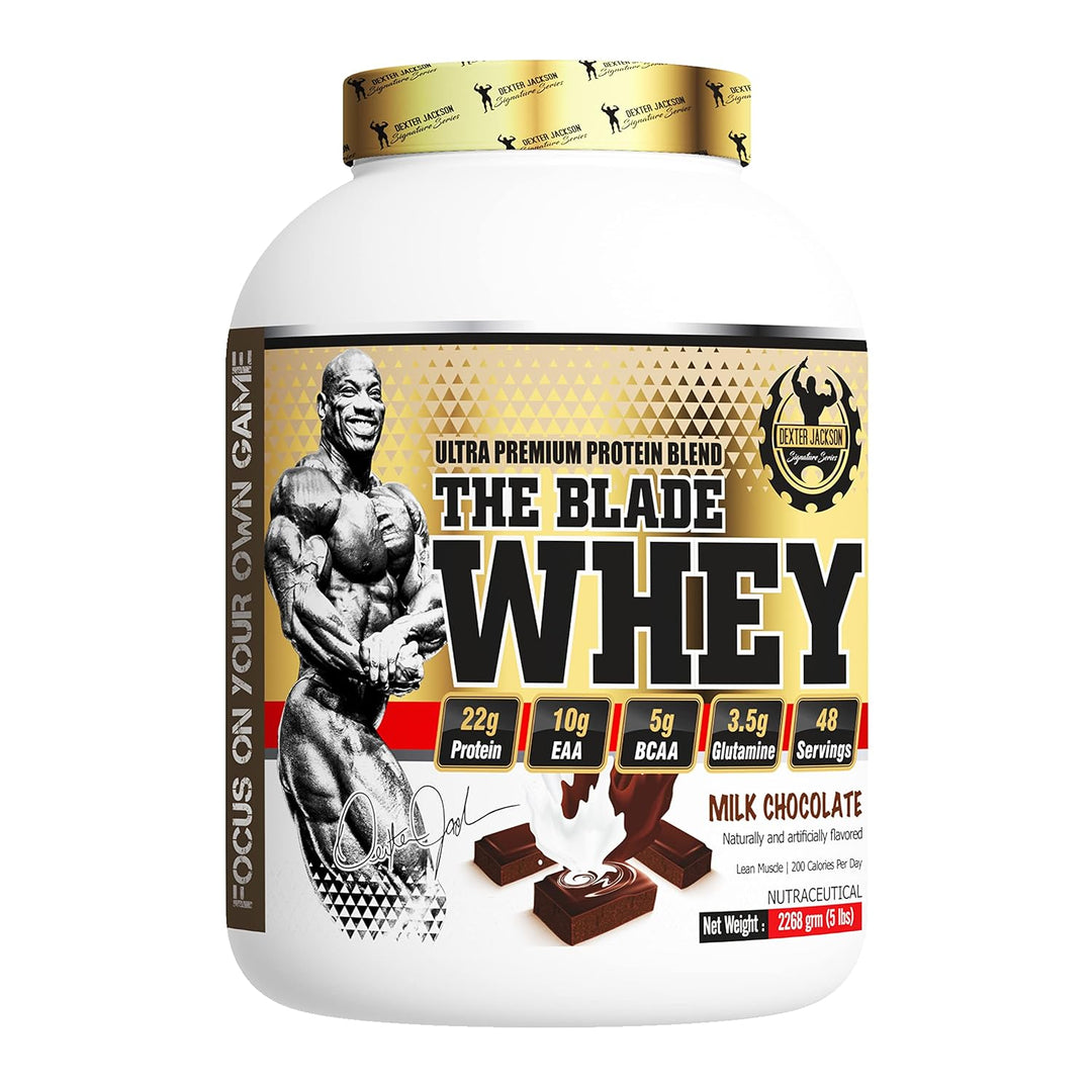 Dexter Jackson The Blade Whey | Milk Chocolate Flavor | 5 lbs 2268g Premium Whey Protein for Lean Muscle Growth and Recovery