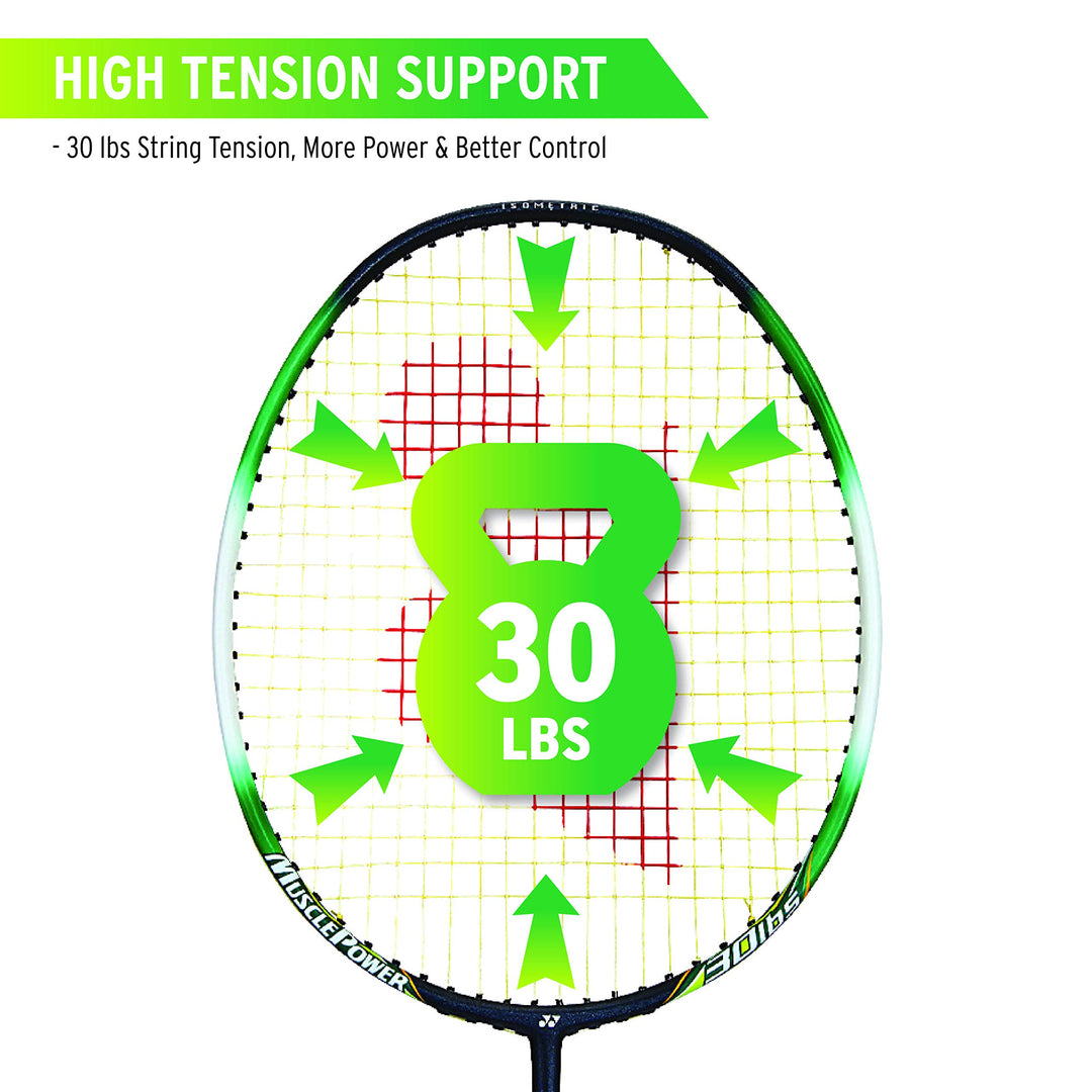 Yonex Muscle Power 33 Graphite Badminton Racquet with free Full Cover (Set of 1,Light Green, G4, 83 grams, 30 lbs Tension)