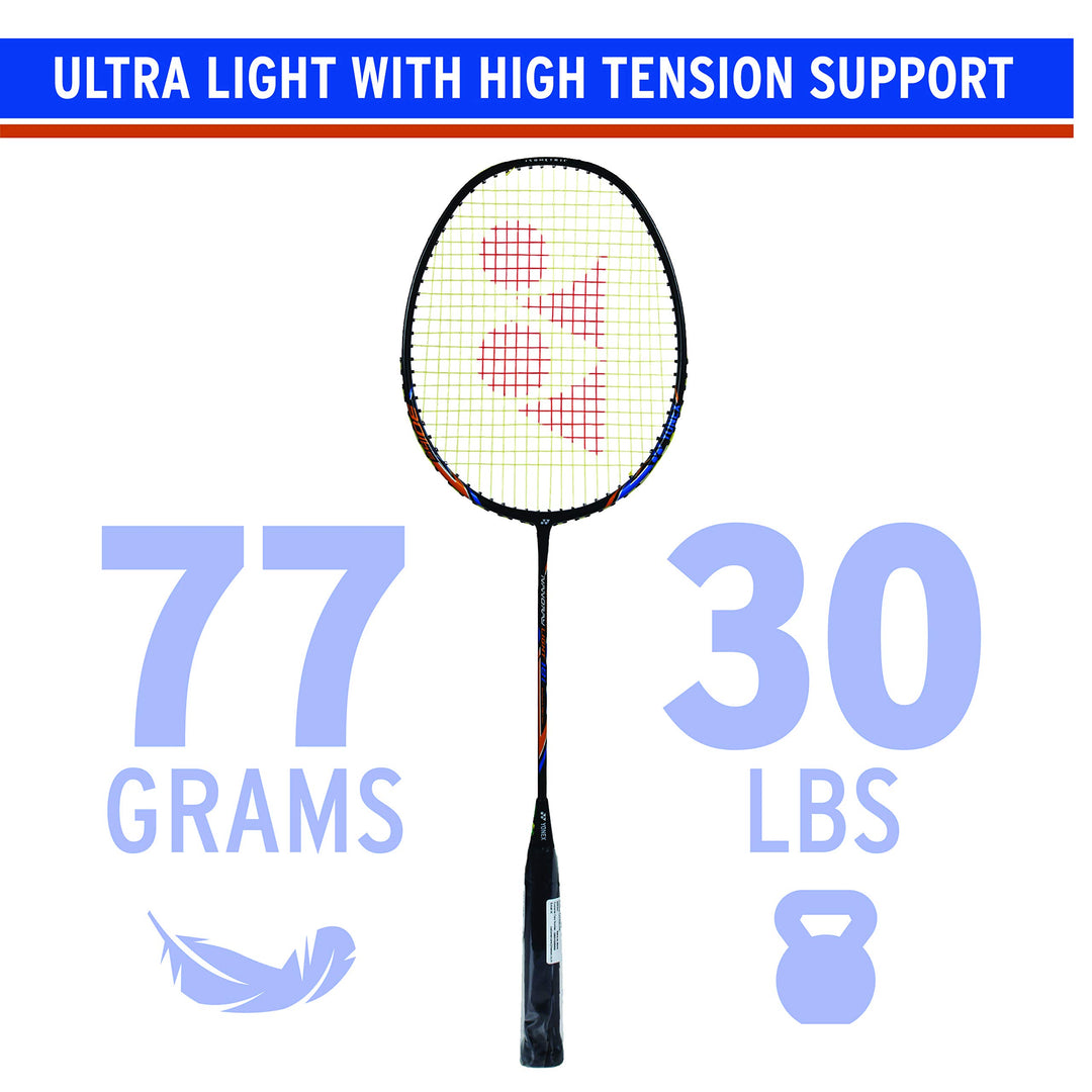 Yonex Nanoray Light 18i  Badminton Racquet | Color: Black | Size: G4-5U | Material: Graphite | With Full Cover | Ultra-Light Weight: 77 Gram | Tension: 30 Lbs | Nanoscience Technology | Isometric Head