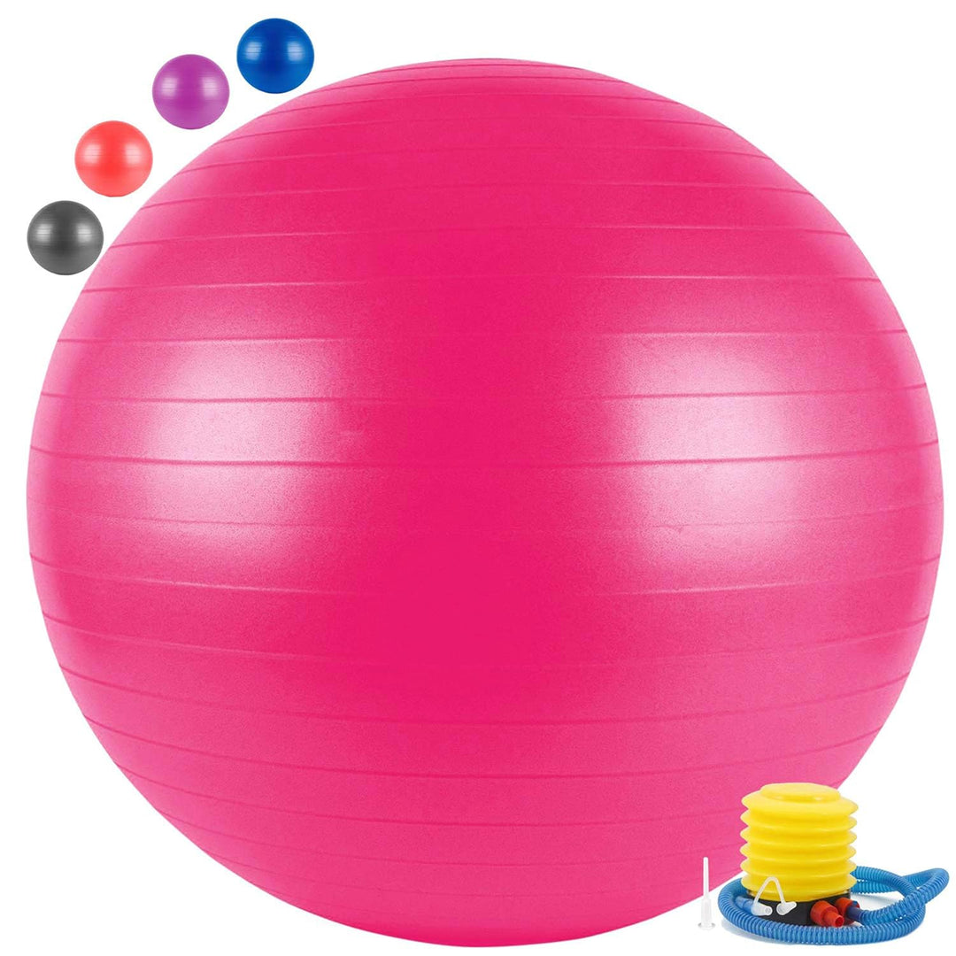 Anti-Burst Exercise Gym Ball with Pump | Anti-Slip Balance Stability Ball | Heavy Duty Fitness Yoga Ball | Extra Thick Swiss Birthing Ball | Grey (65CM)