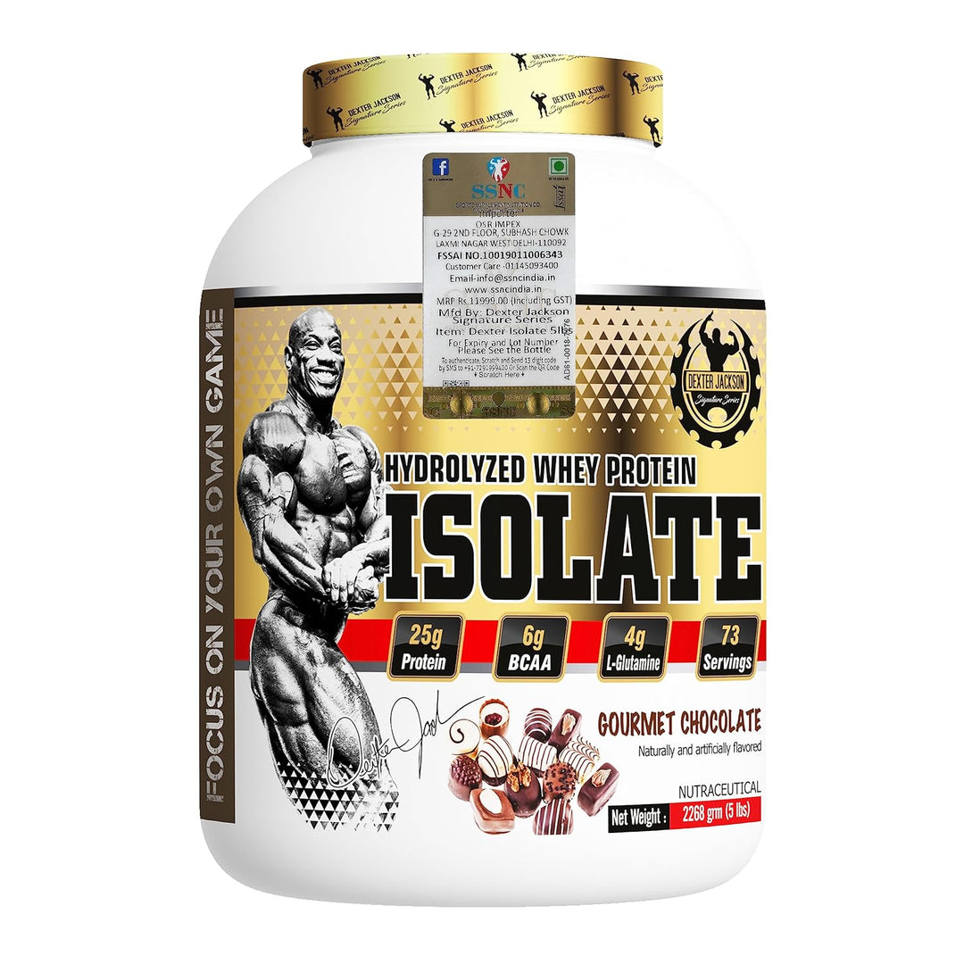 Dexter Jackson Isolate Hydrolyzed Whey Protein 2268g (5 lbs) - 73 Servings | Gourmet Chocolate Flavor - Premium Muscle Support for Optimal Performance and Recovery
