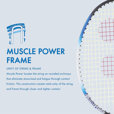 YONEX Muscle Power 22LT Strung Badminton Racket with Full Cover | Color: Black/Blue | Size:  One Size | Material: Graphite | 83 Grams | For Unisex | Lightweight and Durable | High Tension Support | Isometric Head Shape | Slim Shaft | Maximum Comfort