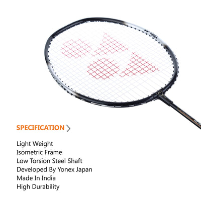 YONEX ZR 100 Light Aluminium Badminton Racquet with Full Cover (Black/Black)