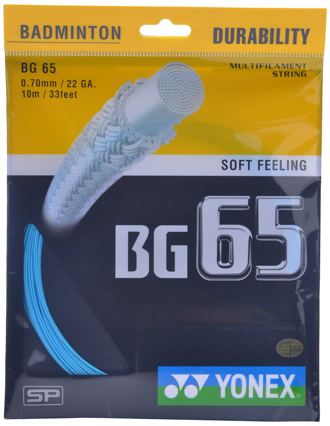 Yonex BG 65 Badminton Strings, 0.70mm (Turquoise)