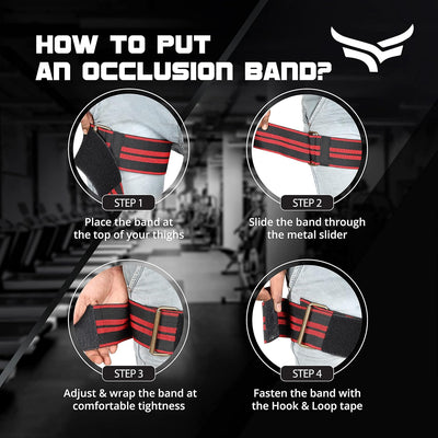 Combo Pack - 2 BFR (Blood Flow Restriction) Workout Bands for Arms & 2 BFR Bands for Legs or Glutes | Strengthen Muscles Without Lifting Heavy Weights (Set of 4 | Red & Black)