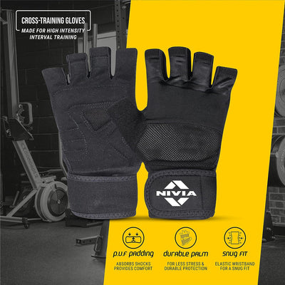 Nivia Enduro Gym Gloves for Men with Wrist Support, Fitness Gloves, Sports Gloves, Gym Gloves for Women, for Weightlifting, Gloves for Gym Workout for Training, Exercise, Cycling Gloves, Large