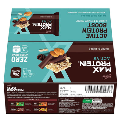 RiteBite Max Protein Active 20g Choco Slim Protein Bars (Pack of 12),  804g