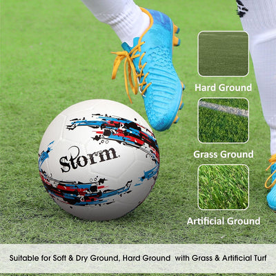 Nivia Storm Football | Rubberized Moulded | Suitable for Hard Ground Without Grass | Training Ball | Soccer Ball | for Men/Women | Football Size - 5 (White)