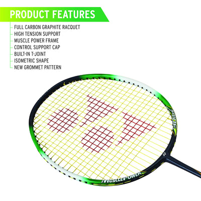 Yonex Muscle Power 33 Graphite Badminton Racquet with free Full Cover (Set of 1,Light Green, G4, 83 grams, 30 lbs Tension)