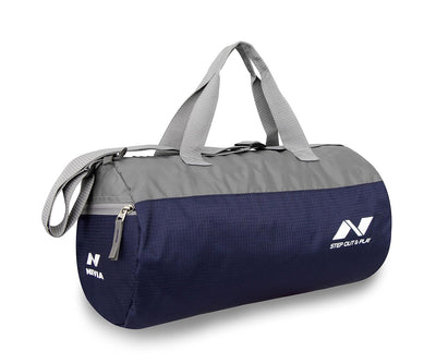 Nivia Polyester Beast-3, Unisex Gym Bags, Shoulder Bag for Men & Women, Carry Gym Accessories, Fitness Bag, Sports & Travel Bag, Sports Kit (Navy/Grey)