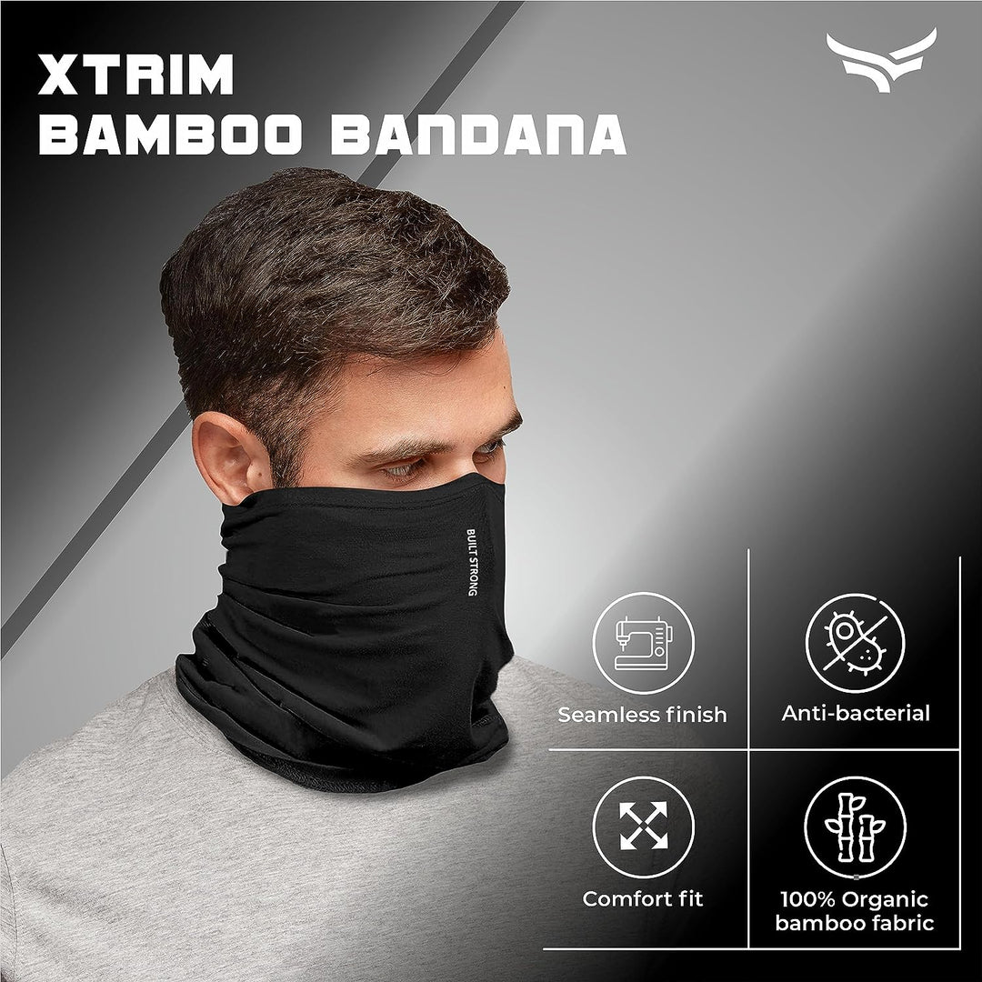 Bamboo Bandana for Men | Face Mask for Women | Face Cover for Men | 100% Organic | Eco-friendly | Odour-Free | Soft on Skin | Thermoregulatory Fabric (Black)