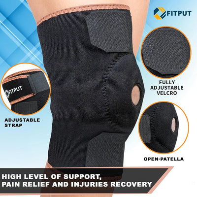 ALYV Adjustable Knee Cap For Men Women For Leg Pain Relief Products Knee Support Men Gym Knee Caps Open Patella Gel Pads Knee Brace Gym Accessories For Men.(Freesize,Beige)