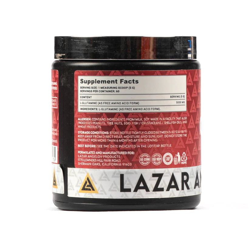 LAZAR ANGELOV NUTRITION Glutamine 300gm-60 Serving Unflavoured | 100% Pure Glutamine Pharm grade | Fast Dissolving | For Muscle Building, Muscle Repair, Muscle Recovery