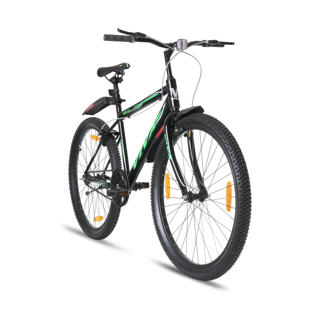 Aero-2.0 Single Speed City Bike for Adults (Black-Green) Suitable for Age : 16years to Above || Height : 5ft 2  to 5ft 11 