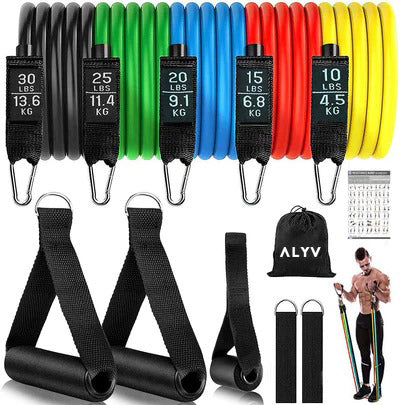 ALYV Resistant band 5 Levels Workout for Exercise,Gym &Pilates Training toning tube Resistance Tube  (Multicolor)