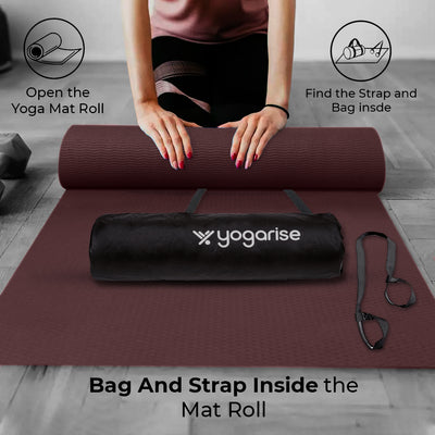 6mm Yoga Mat for Gym Workout for Men and Women with Bag & Strap (Made in India)