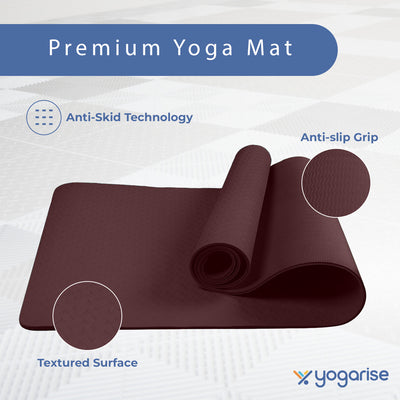 6mm Yoga Mat for Gym Workout for Men and Women with Bag & Strap (Made in India)