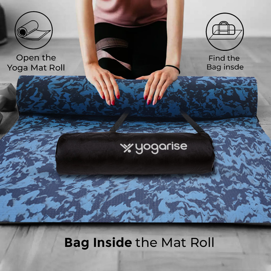 4mm Anti-Skid Yoga Mat with Carry Bag | Marble Blue