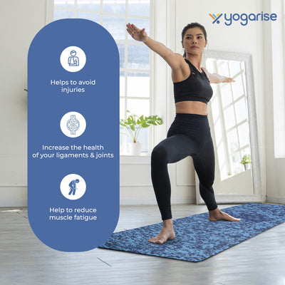 4mm Anti-Skid Yoga Mat with Carry Bag | Marble Blue