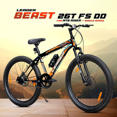 Leader Griffin 29T Single Speed MTB Cycle | Free Pan India Installation| Dual Disc Brake and Front Suspension Ideal for 12+ Years Unisex | 18 Inch Frame | Multicolor