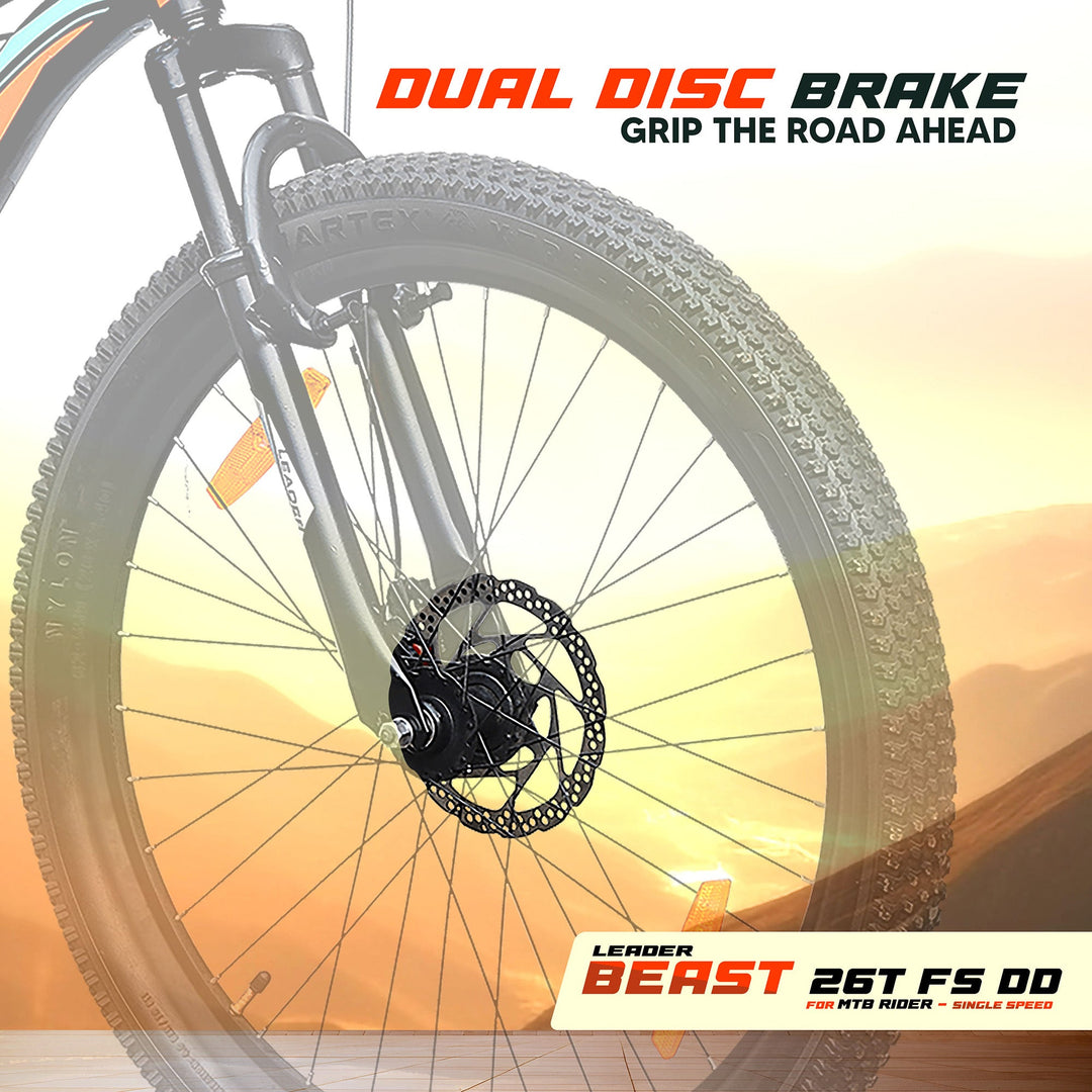 Leader Beast 26 x 300 Fat Bike/Cycle with Front Suspension & Dual Disc Brake_Single Speed - Hybrid Cycle/City Bike