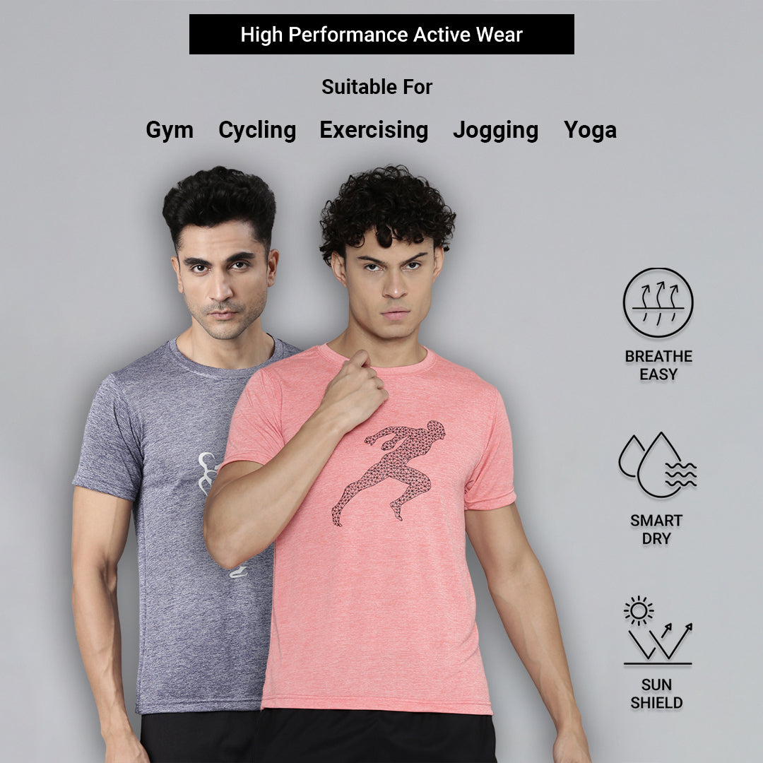 Men’s Max Performance T-shirt Dry Fit (Navy & Peach - Pack of 2)
