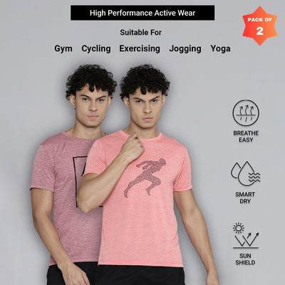 Men’s Max Performance Dry Fit T-shirt (Maroon & Peach - Pack of 2)